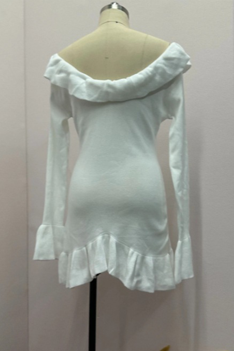 Robes-jupes sexy, couleur unie, à volants, épaules dénudées, style portefeuille.