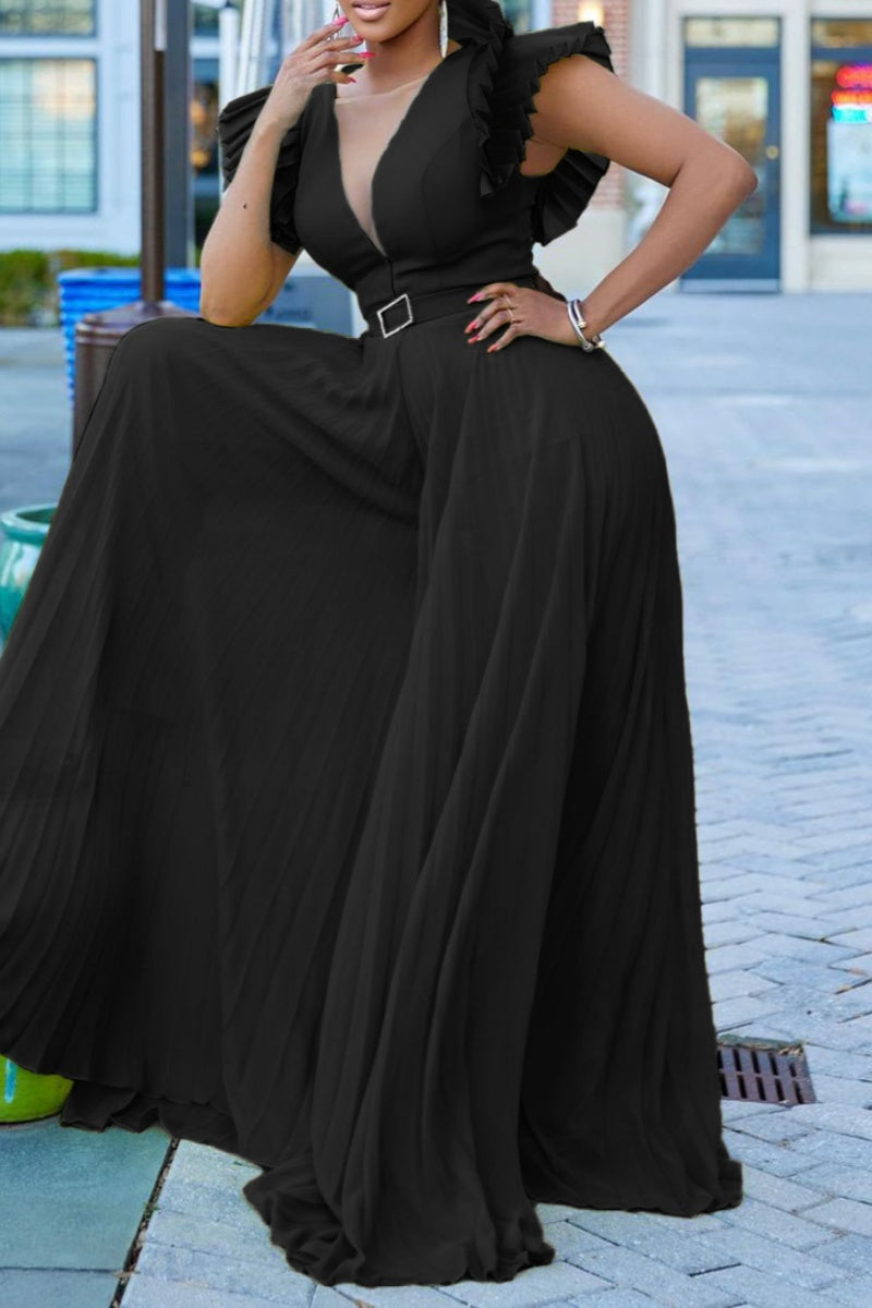 Combinaisons décontractées unies avec ceinture, coupe standard (7 couleurs)