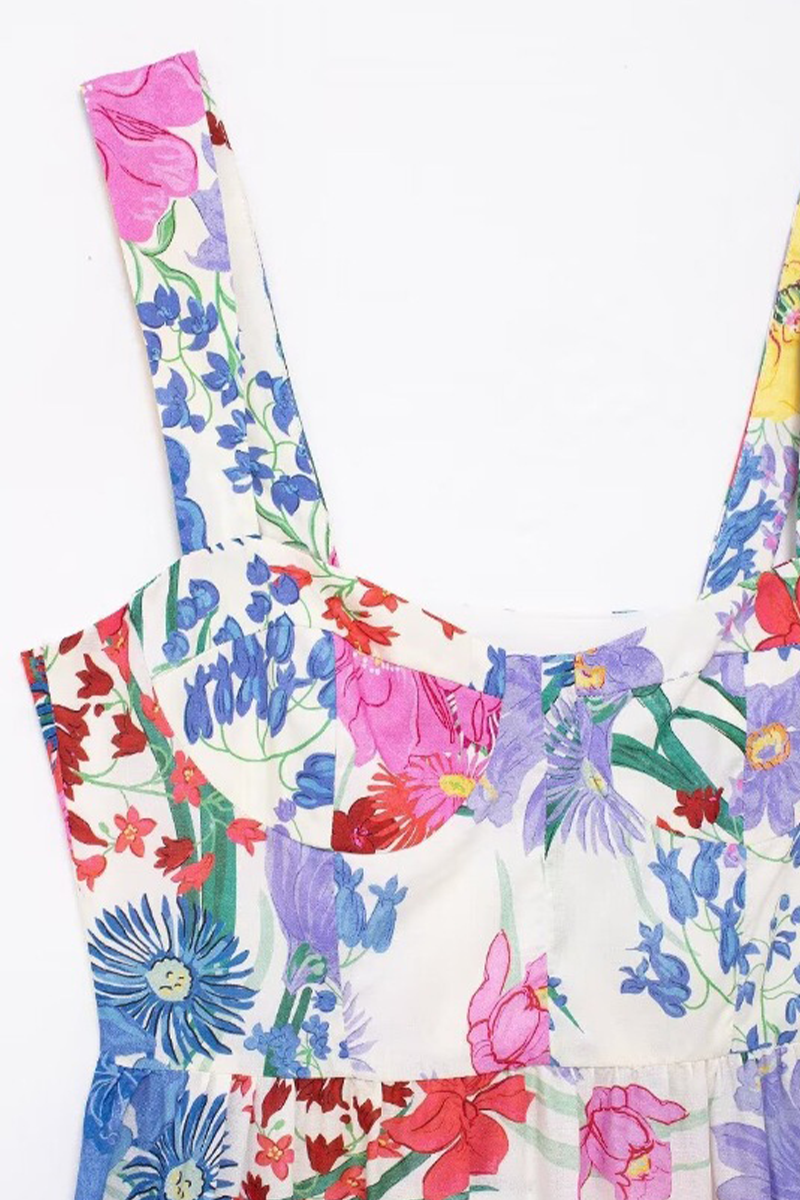 Robes décontractées à imprimé floral et patchwork