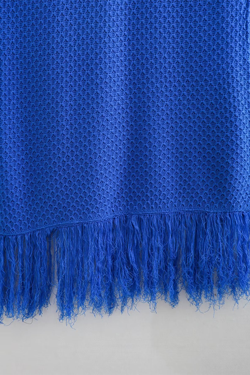 Robes-jupes en tricot, décolleté en U, à franges, couleur unie, pour les vacances, très sexy.