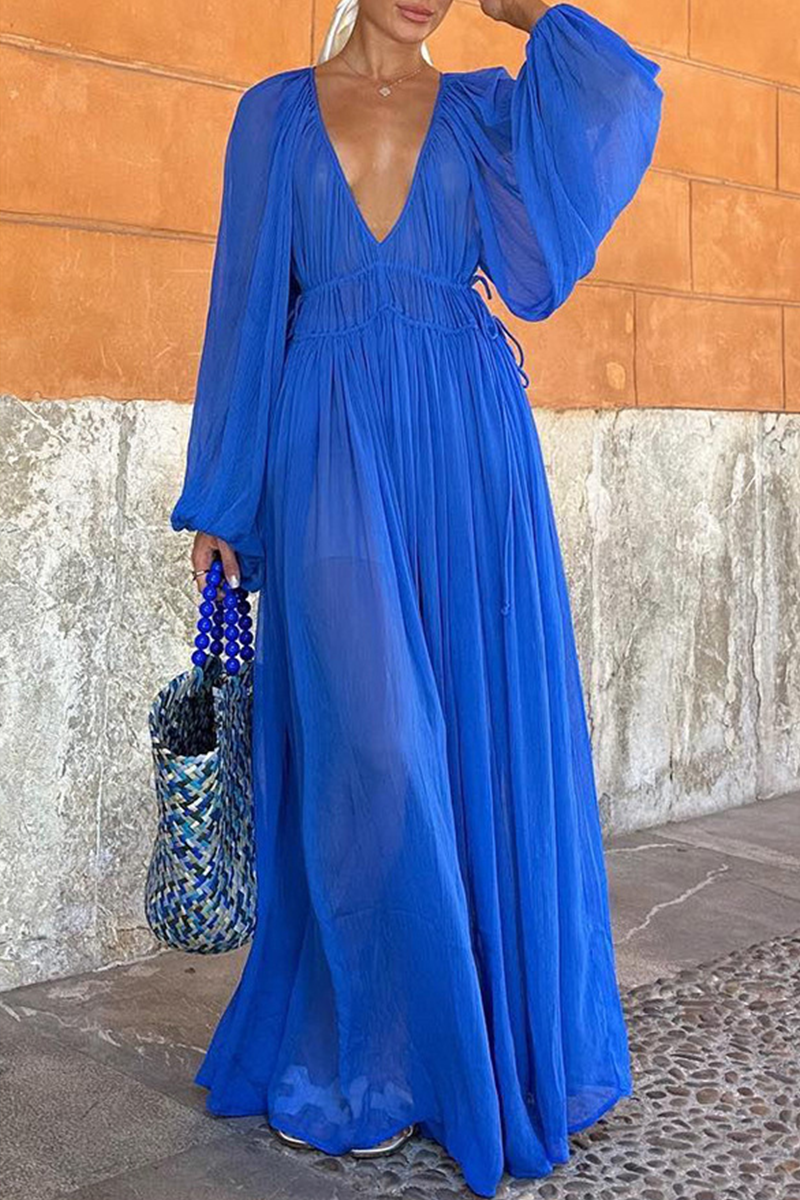 Robes A-line transparentes à col en V, en patchwork uni, sexy (3 couleurs)