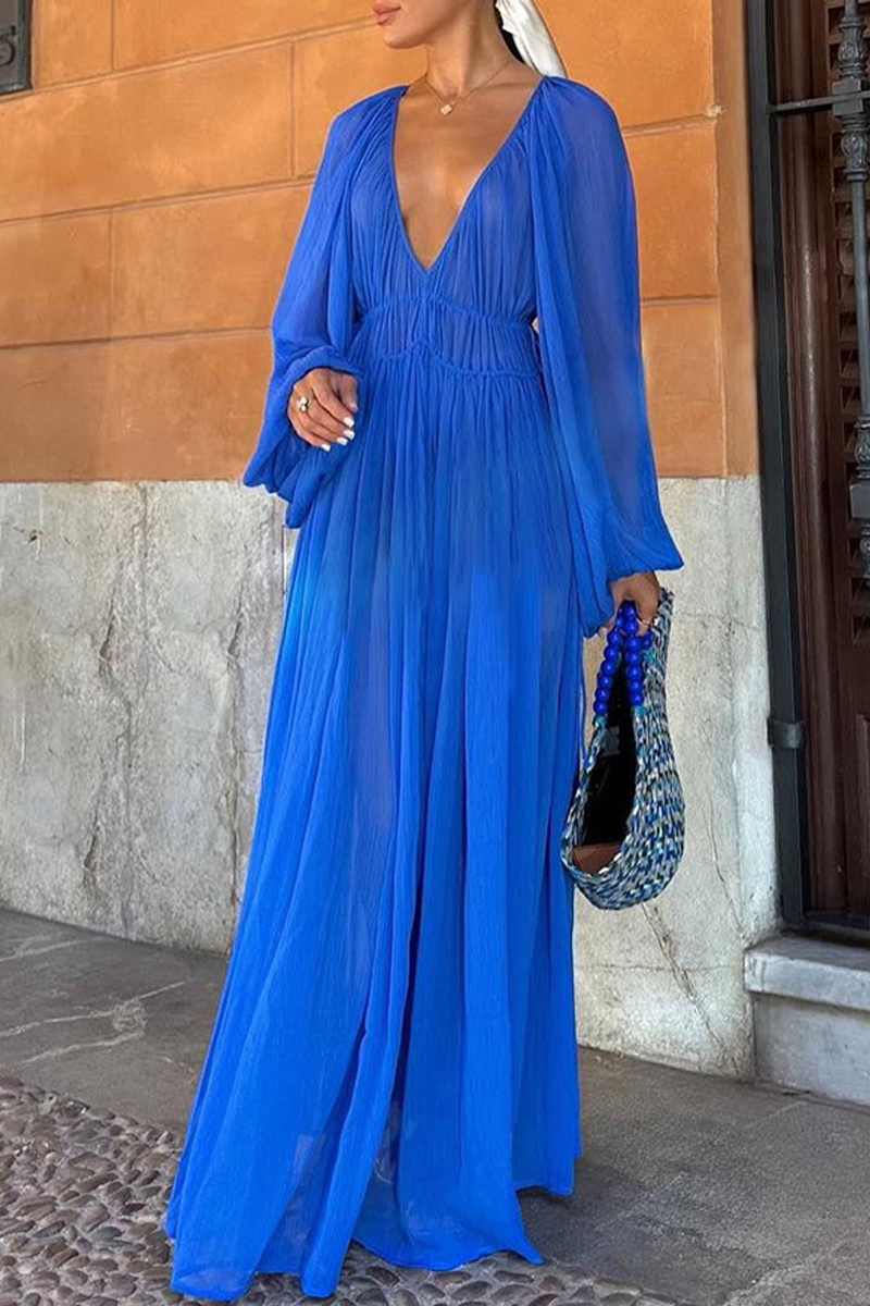 Robes A-line transparentes à col en V, en patchwork uni, sexy (3 couleurs)