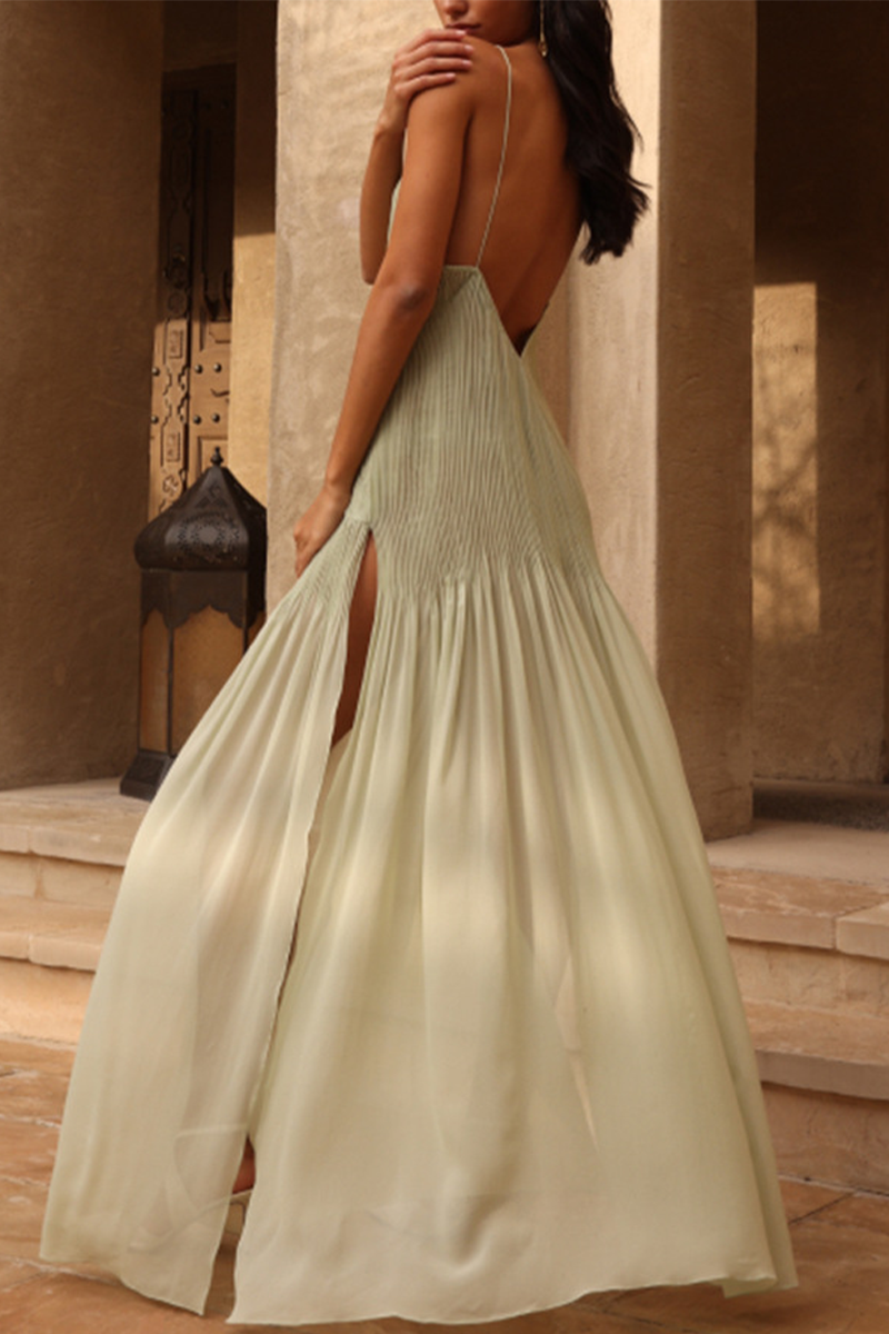 Robes-jupes sexy, couleur unie, transparentes, à fente, décolleté en V, avec bretelles, pour les vacances.