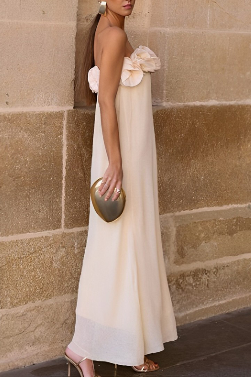 Sexy Ruched Flower Shape Strapless Strapless Dresses