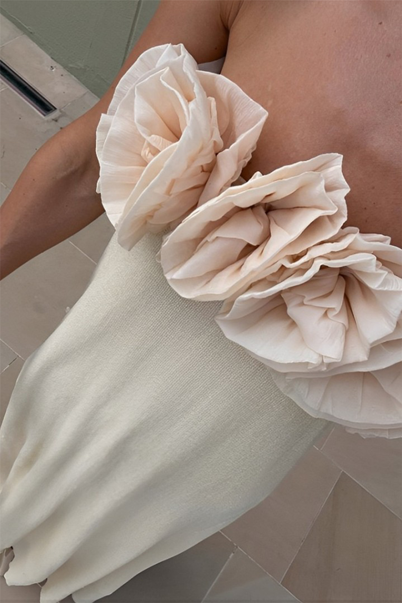 Sexy Ruched Flower Shape Strapless Strapless Dresses