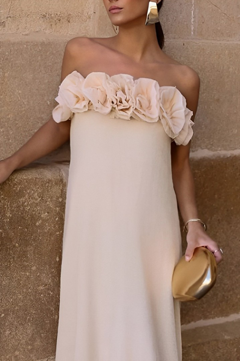 Sexy Ruched Flower Shape Strapless Strapless Dresses