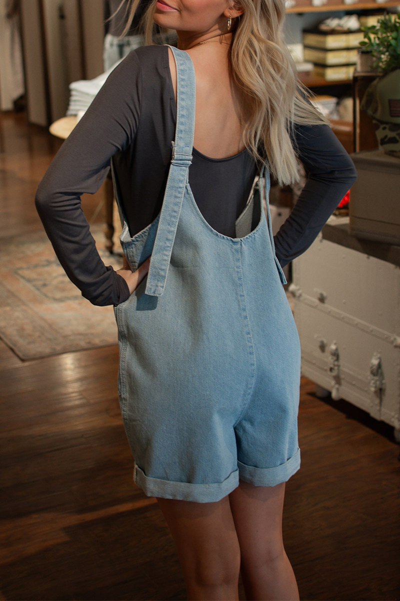 Combinaisons en jean décontractées, quotidiennes, unies, à poches, à col en U, sans manches et amples.