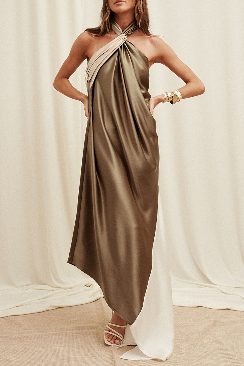 Robes décontractées, patchwork, colorblock, contrastées, asymétriques, style halter.