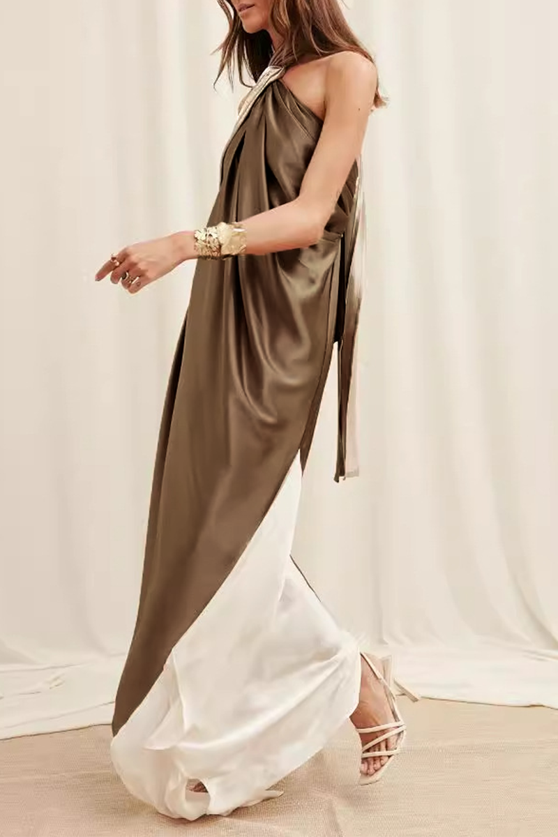 Robes décontractées, patchwork, colorblock, contrastées, asymétriques, style halter.