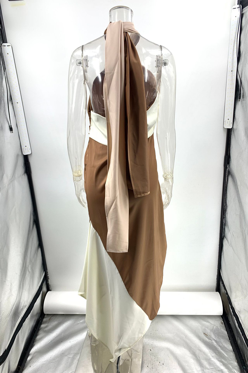 Robes décontractées, patchwork, colorblock, contrastées, asymétriques, style halter.