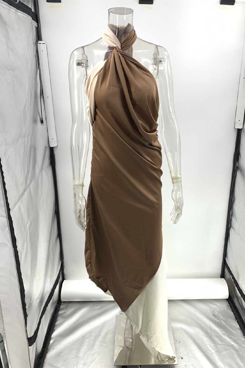 Robes décontractées, patchwork, colorblock, contrastées, asymétriques, style halter.