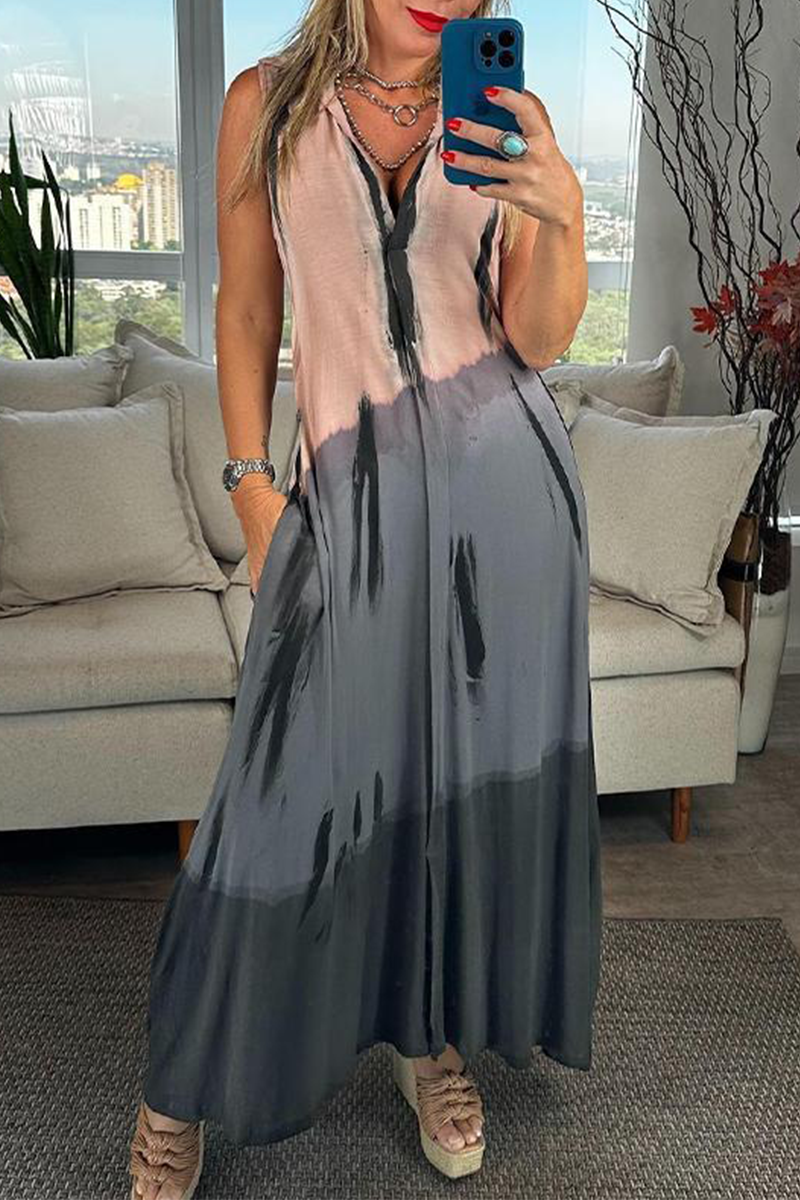 Robes décontractées sans manches, patchwork colorblock, poches, col montant contrasté (4 couleurs)