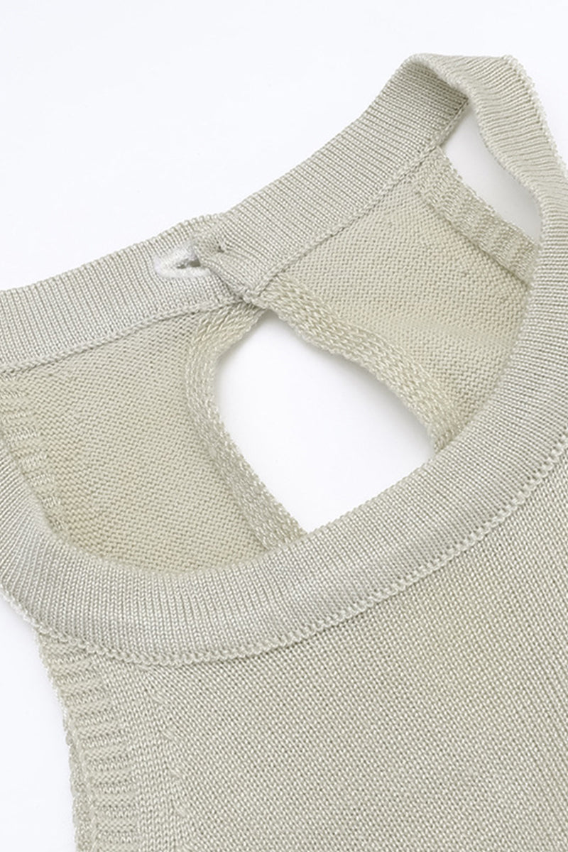 Robes moulantes en tricot, sans manches, à col montant, fendues, de couleur unie, sexy.