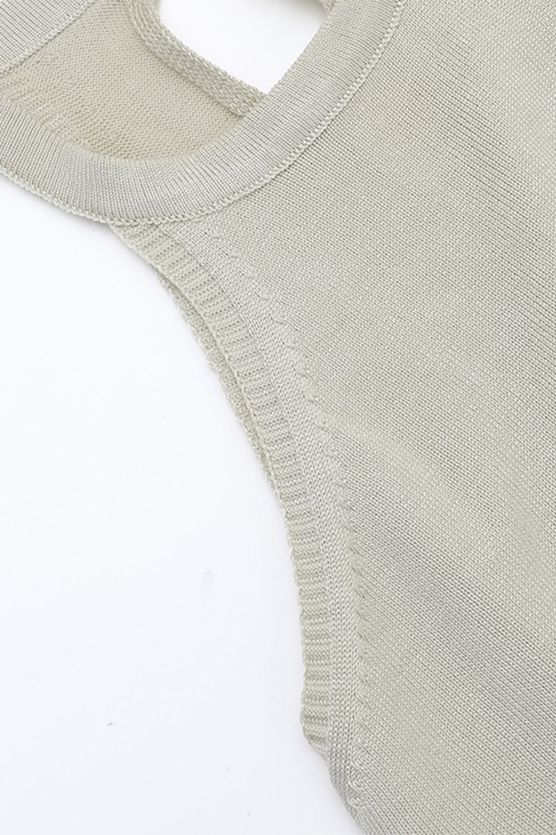 Robes moulantes en tricot, sans manches, à col montant, fendues, de couleur unie, sexy.