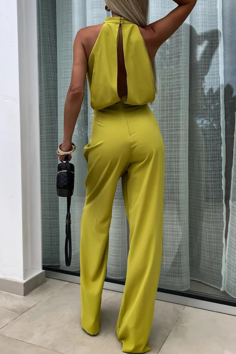 Combinaison ample décontractée, couleur unie, ajourée, patchwork, demi-col montant (4 couleurs)