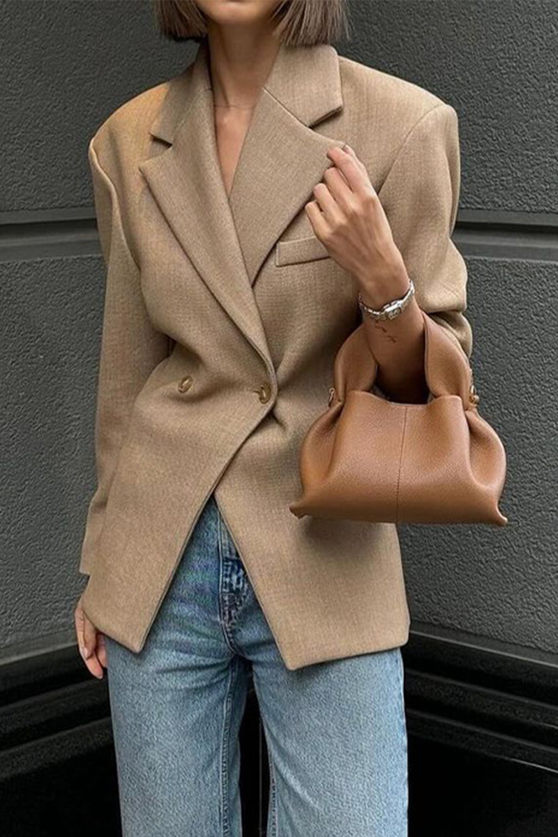 Vêtements d'extérieur décontractés, couleur unie, boutons, col montant.