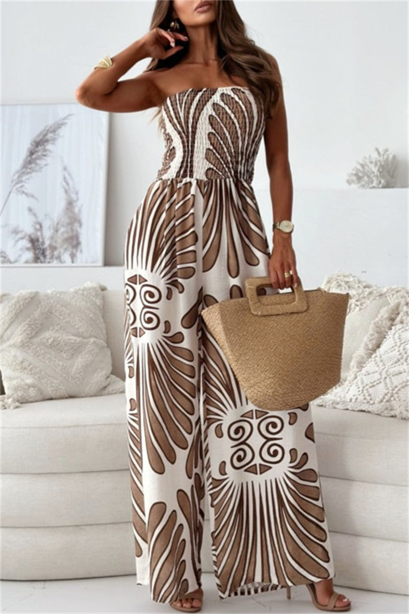 Combinaisons moulantes sans dos et sans bretelles à imprimé décontracté (3 couleurs)