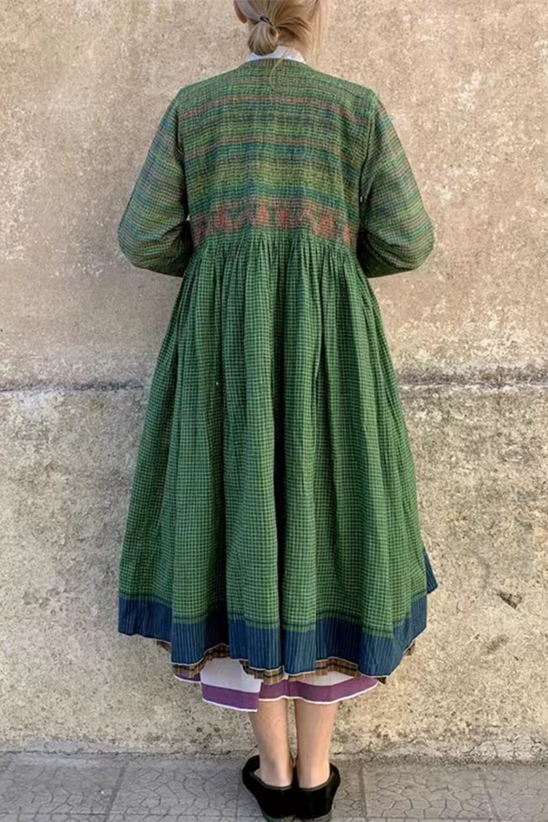 Hauts à col rond en carreaux décontractés