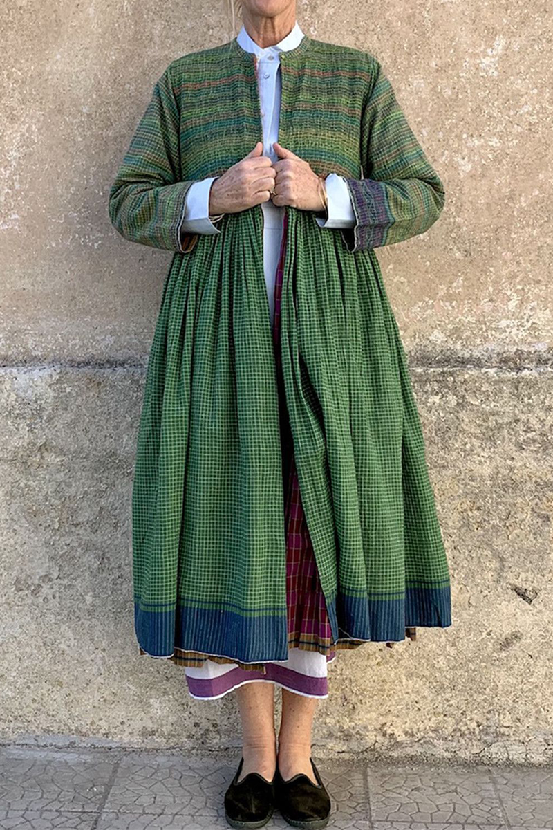 Hauts à col rond en carreaux décontractés