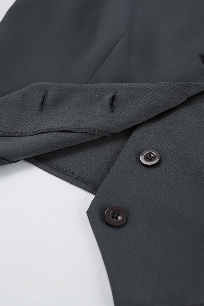 Ensemble deux pièces décontracté, uni, à col en V, sans manches, avec détail noué et boucle.