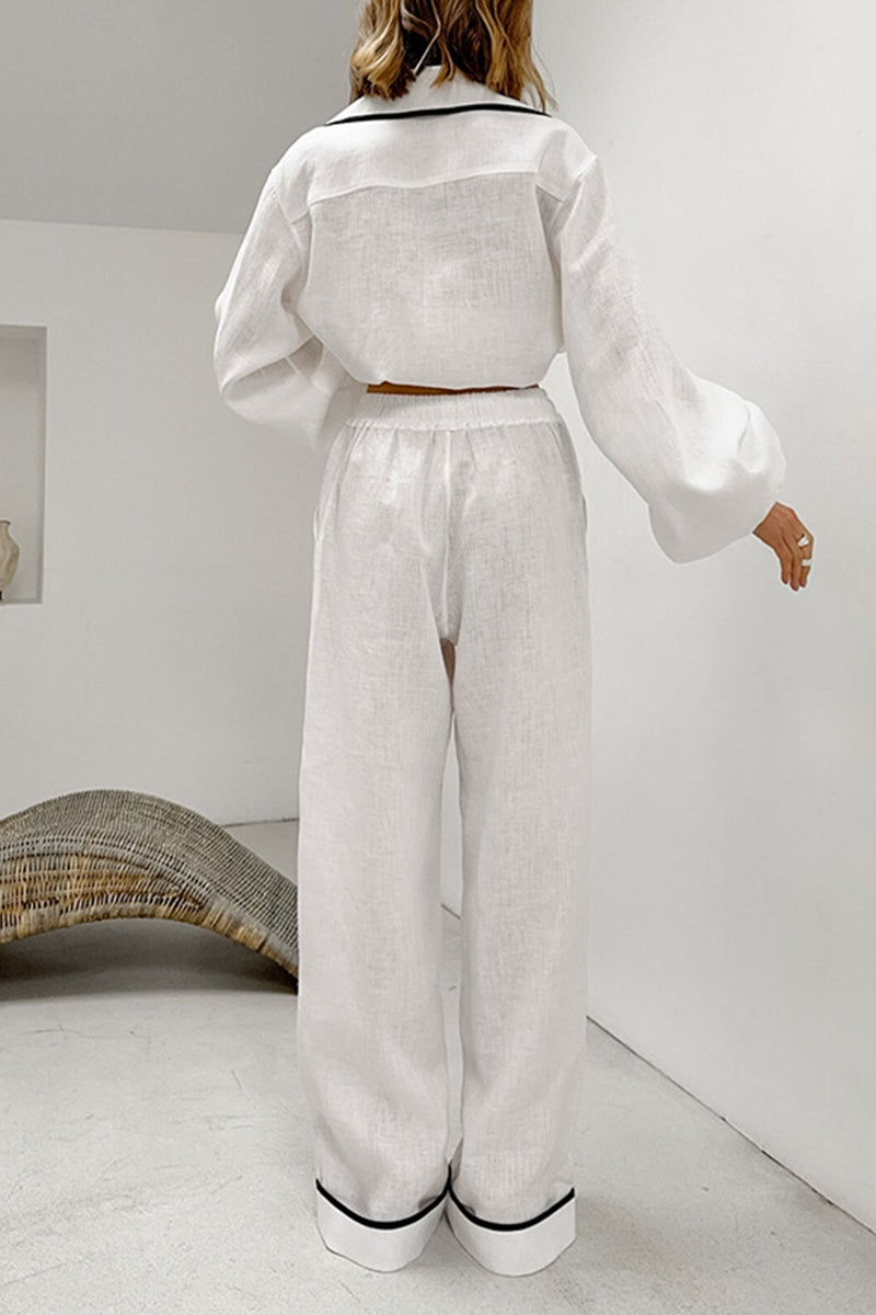 Tenue décontractée, couleur unie, poches, patchwork, col montant, manches longues, deux pièces.