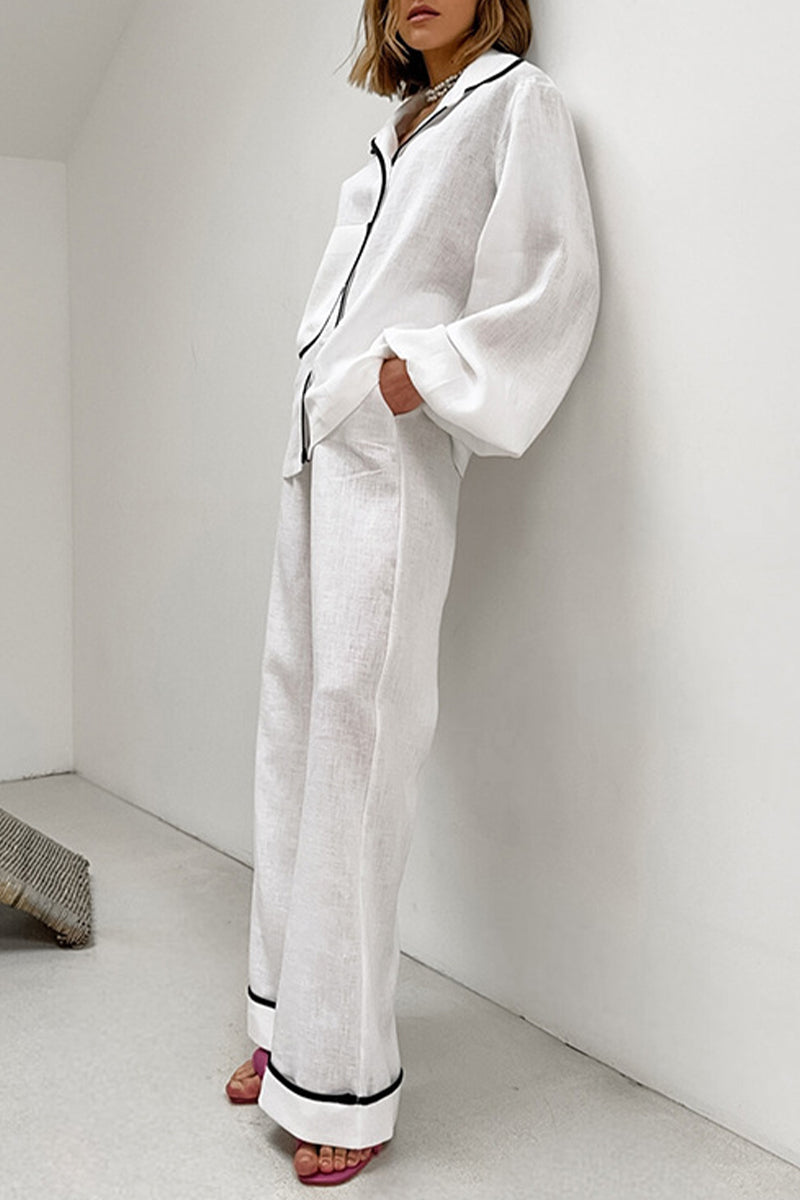 Tenue décontractée, couleur unie, poches, patchwork, col montant, manches longues, deux pièces.