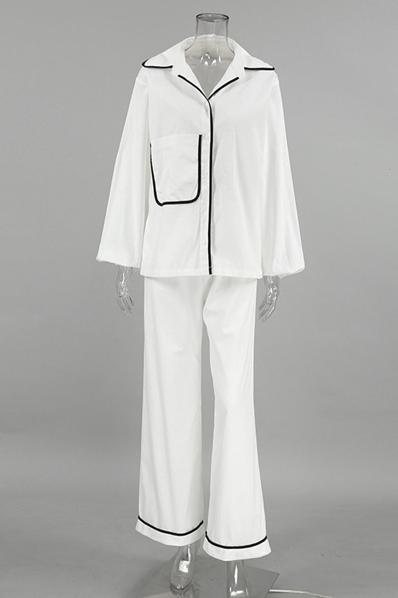 Tenue décontractée, couleur unie, poches, patchwork, col montant, manches longues, deux pièces.