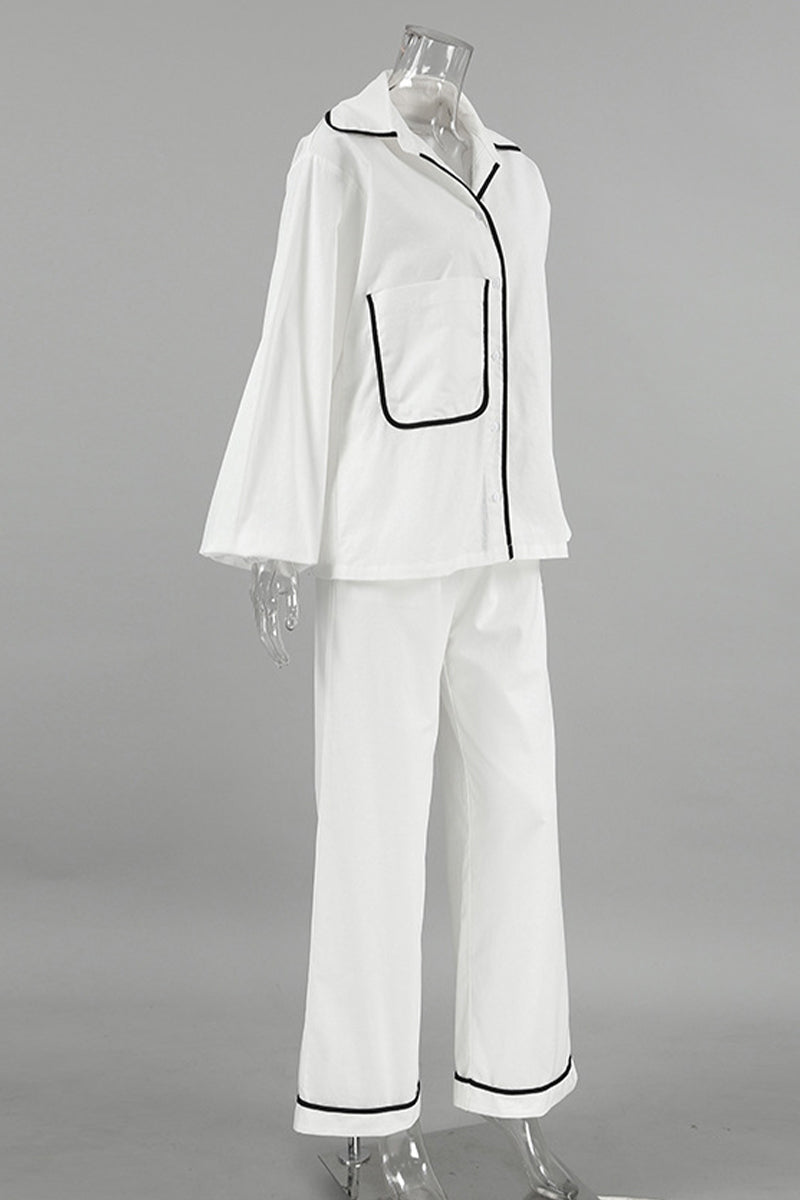 Tenue décontractée, couleur unie, poches, patchwork, col montant, manches longues, deux pièces.