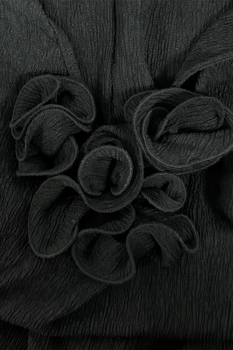 Robes sexy, couleur unie, fendues, en forme de fleur, à manches longues et col en V.