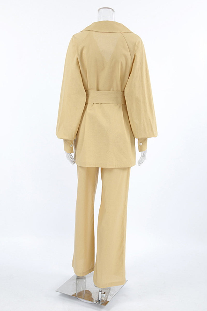 Tenue décontractée, couleur unie, poches, lacets, col montant, manches longues, deux pièces.