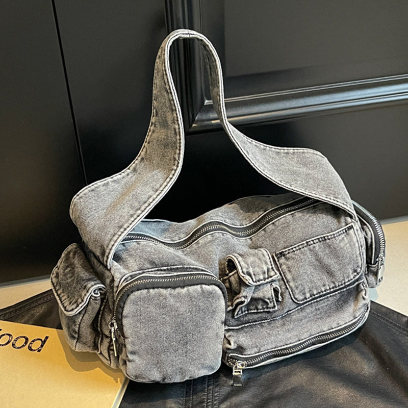 Sacs à main décontractés, couleur unie, avec poches et empiècements, à fermeture éclair.