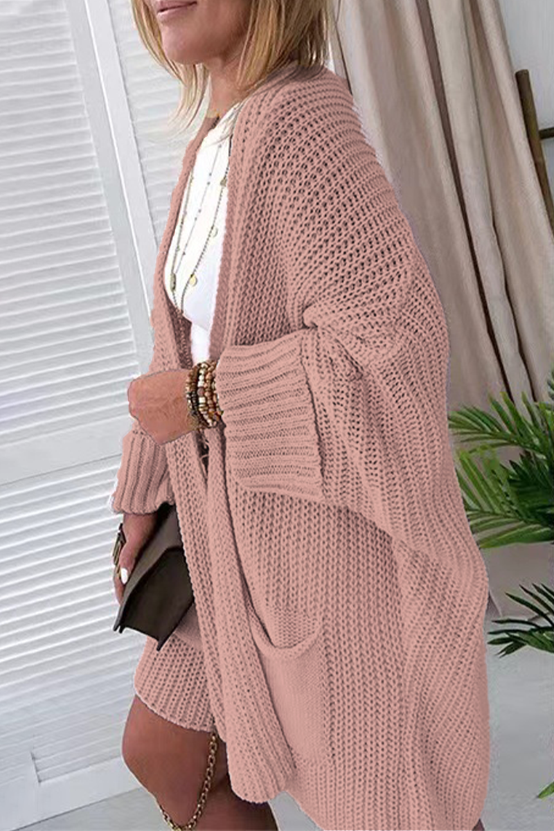 Vêtements d'extérieur décontractés, couleur unie, avec poches et col en V.