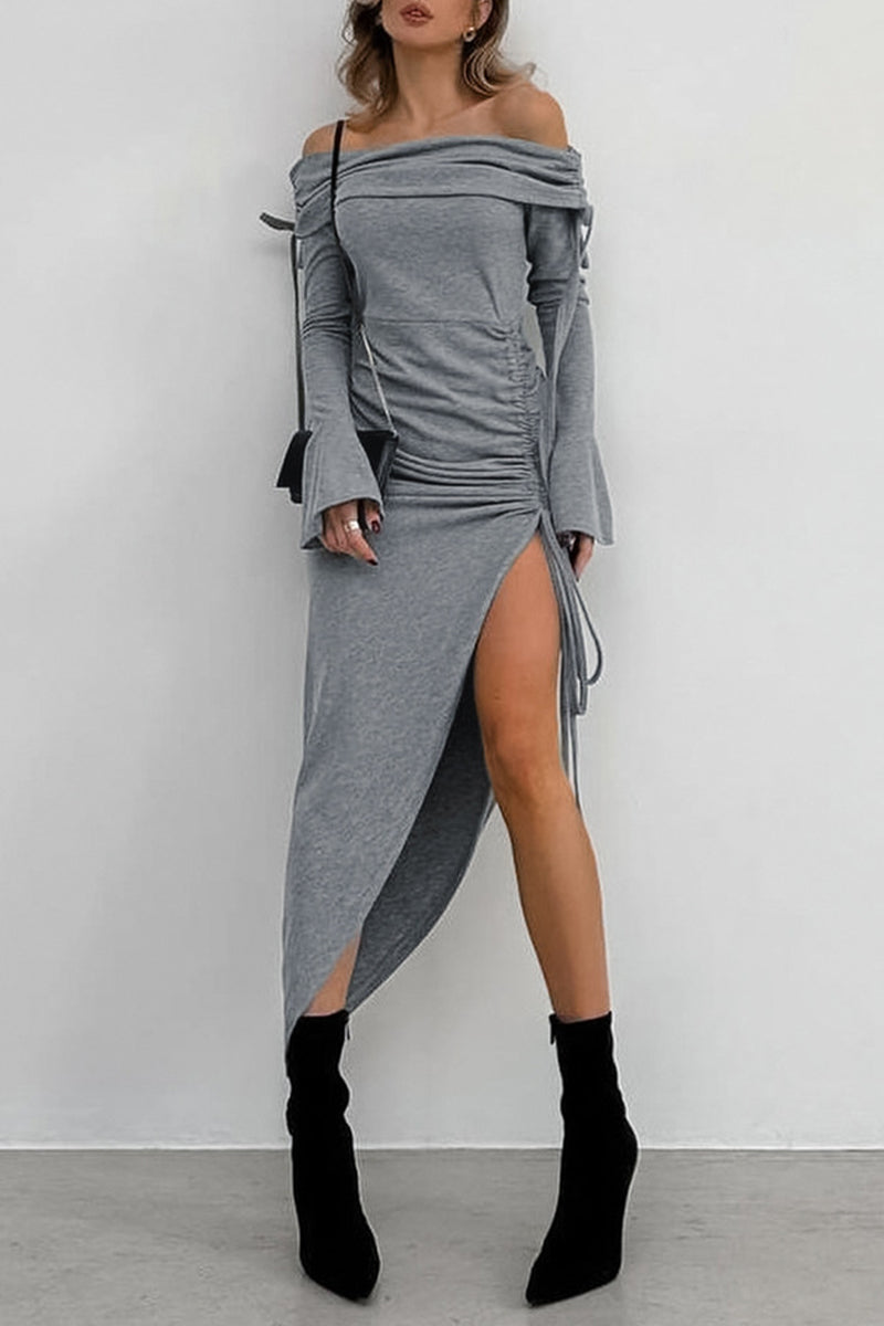 Robes-jupes sexy, couleur unie, à cordon, épaules dénudées, style portefeuille.