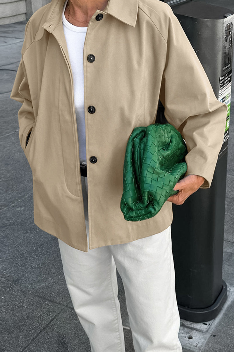 Vêtements d'extérieur décontractés, unis, avec poches, boutons et col montant.