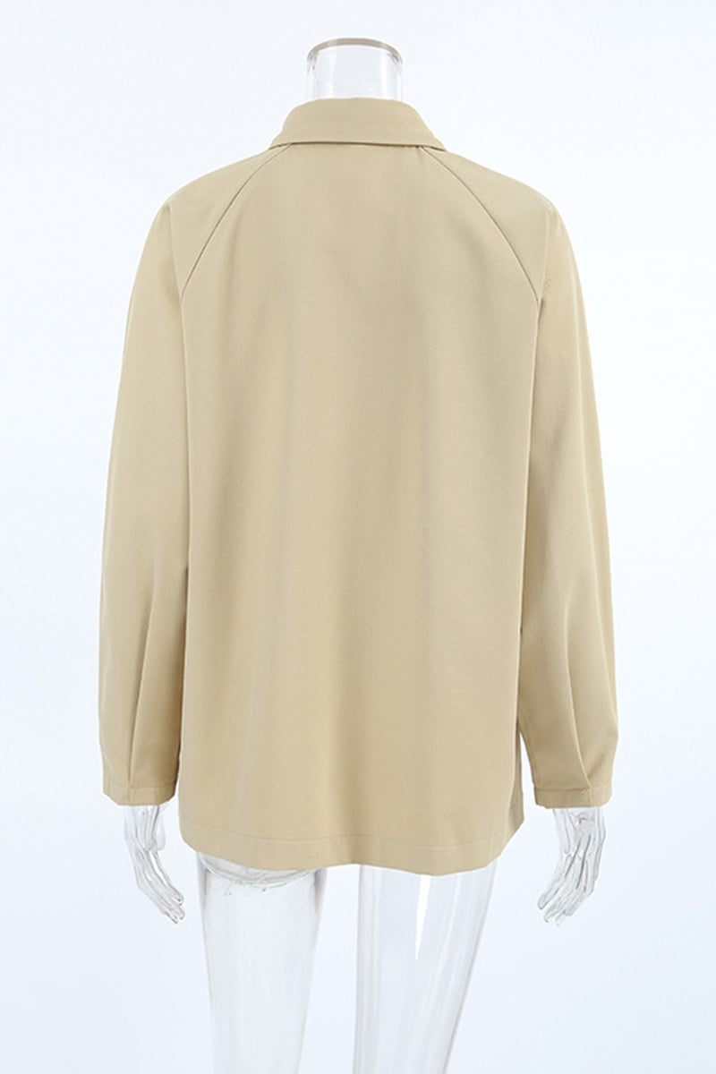 Vêtements d'extérieur décontractés, unis, avec poches, boutons et col montant.