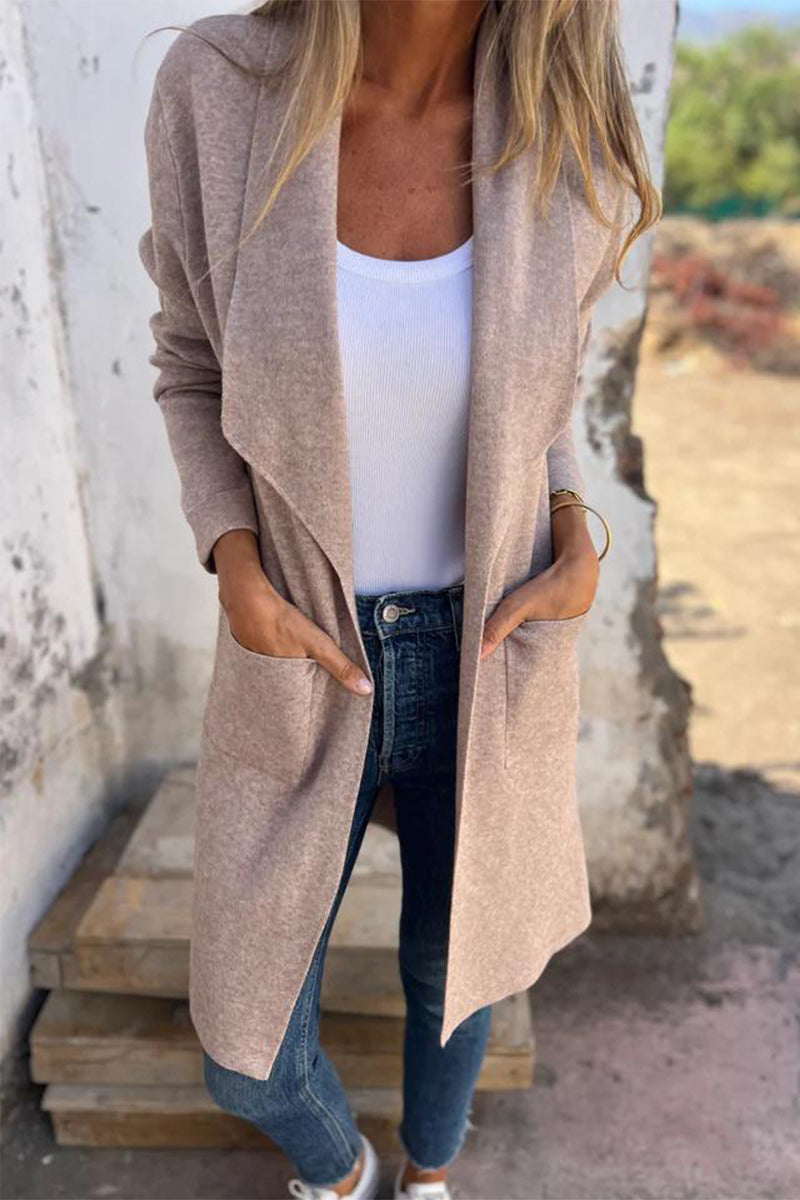 Vêtements d'extérieur décontractés, couleur unie, avec poches et col montant (5 couleurs)