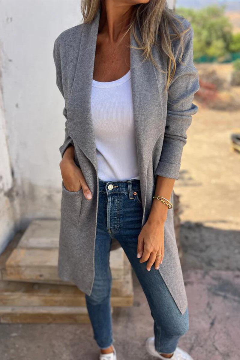 Vêtements d'extérieur décontractés, couleur unie, avec poches et col montant (5 couleurs)