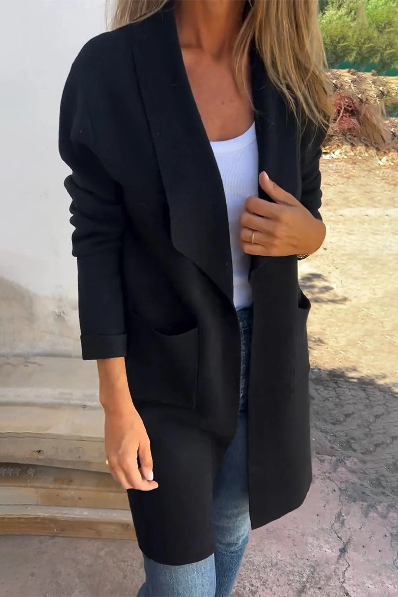 Vêtements d'extérieur décontractés, couleur unie, avec poches et col montant (5 couleurs)