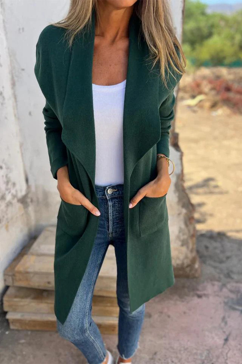 Vêtements d'extérieur décontractés, couleur unie, avec poches et col montant (5 couleurs)