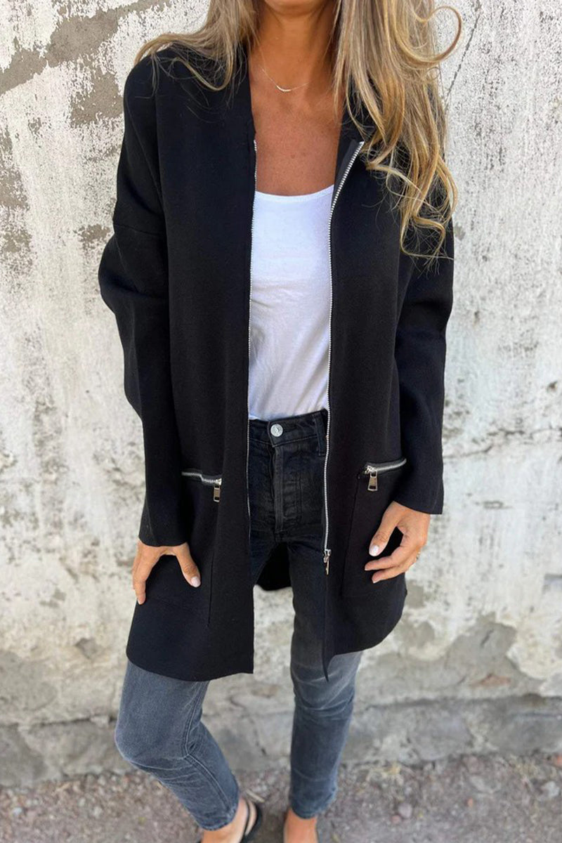 Vêtements d'extérieur décontractés, couleur unie, avec poches, fermeture éclair et capuche (5 couleurs)