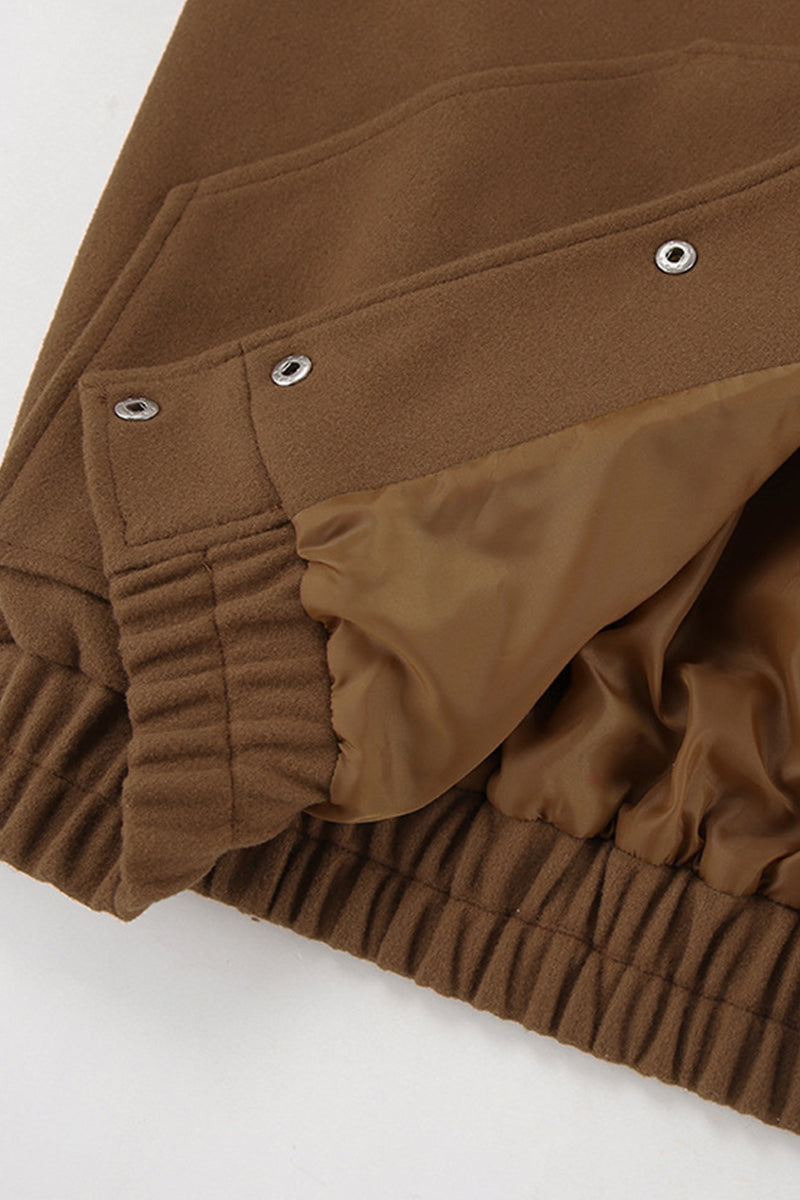 Vêtements d'extérieur décontractés, unis, à poches, à col montant, à boutons.