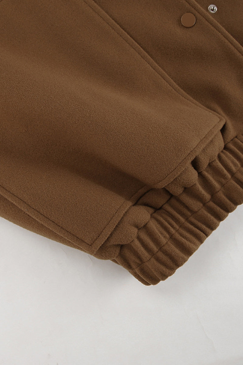 Vêtements d'extérieur décontractés, unis, à poches, à col montant, à boutons.