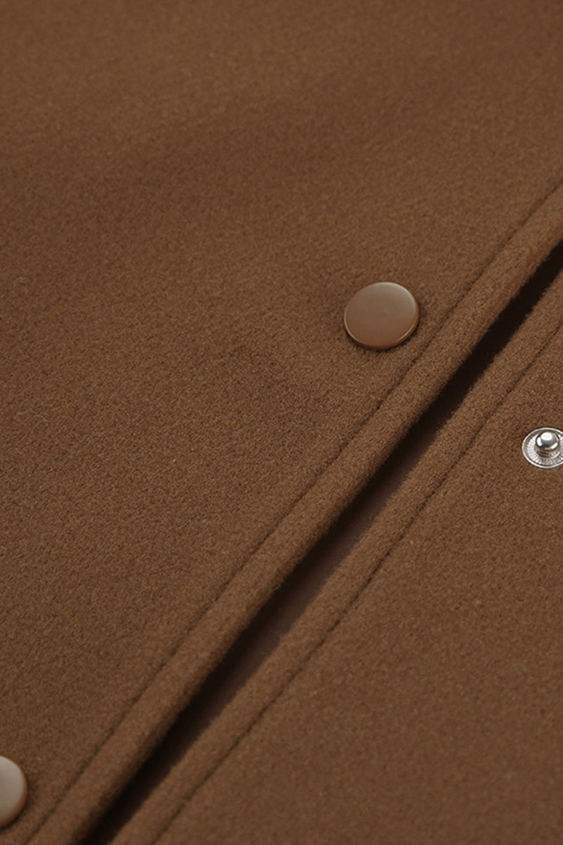 Vêtements d'extérieur décontractés, unis, à poches, à col montant, à boutons.