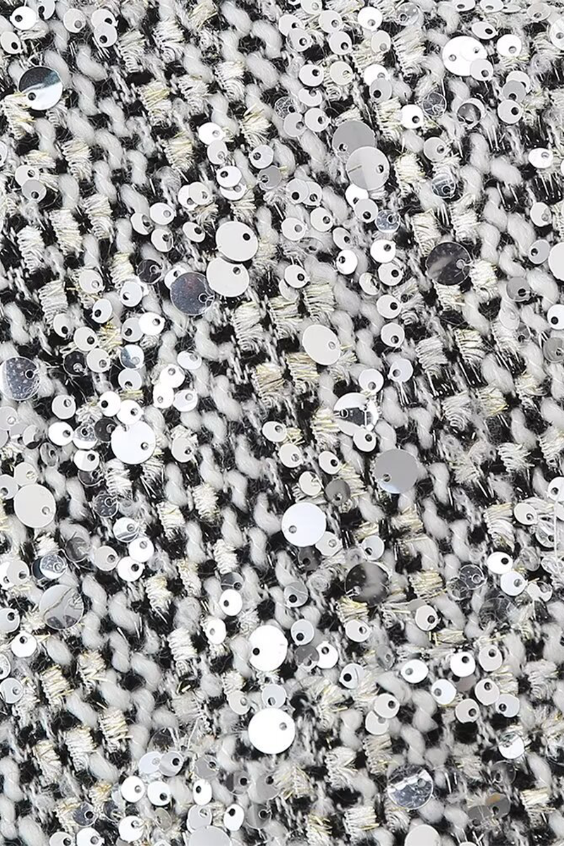 Vêtements d'extérieur décontractés à col rond, en patchwork avec paillettes, couleur unie.