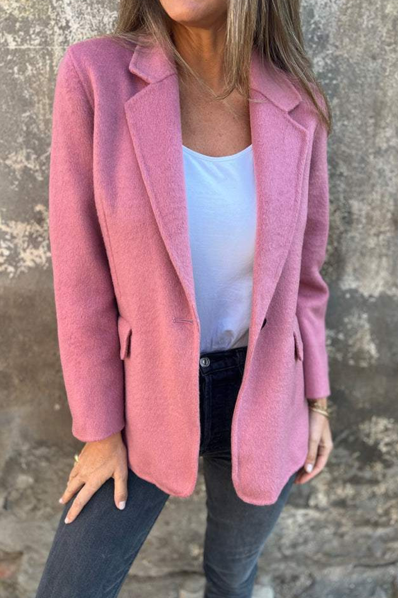 Vêtements d'extérieur décontractés, couleur unie, boutons, col montant (6 couleurs)