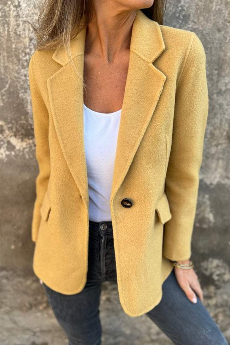 Vêtements d'extérieur décontractés, couleur unie, boutons, col montant (6 couleurs)