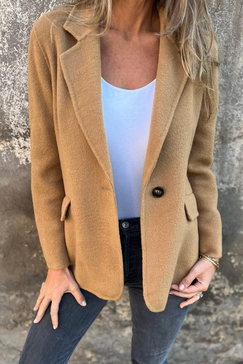 Vêtements d'extérieur décontractés, couleur unie, boutons, col montant (6 couleurs)