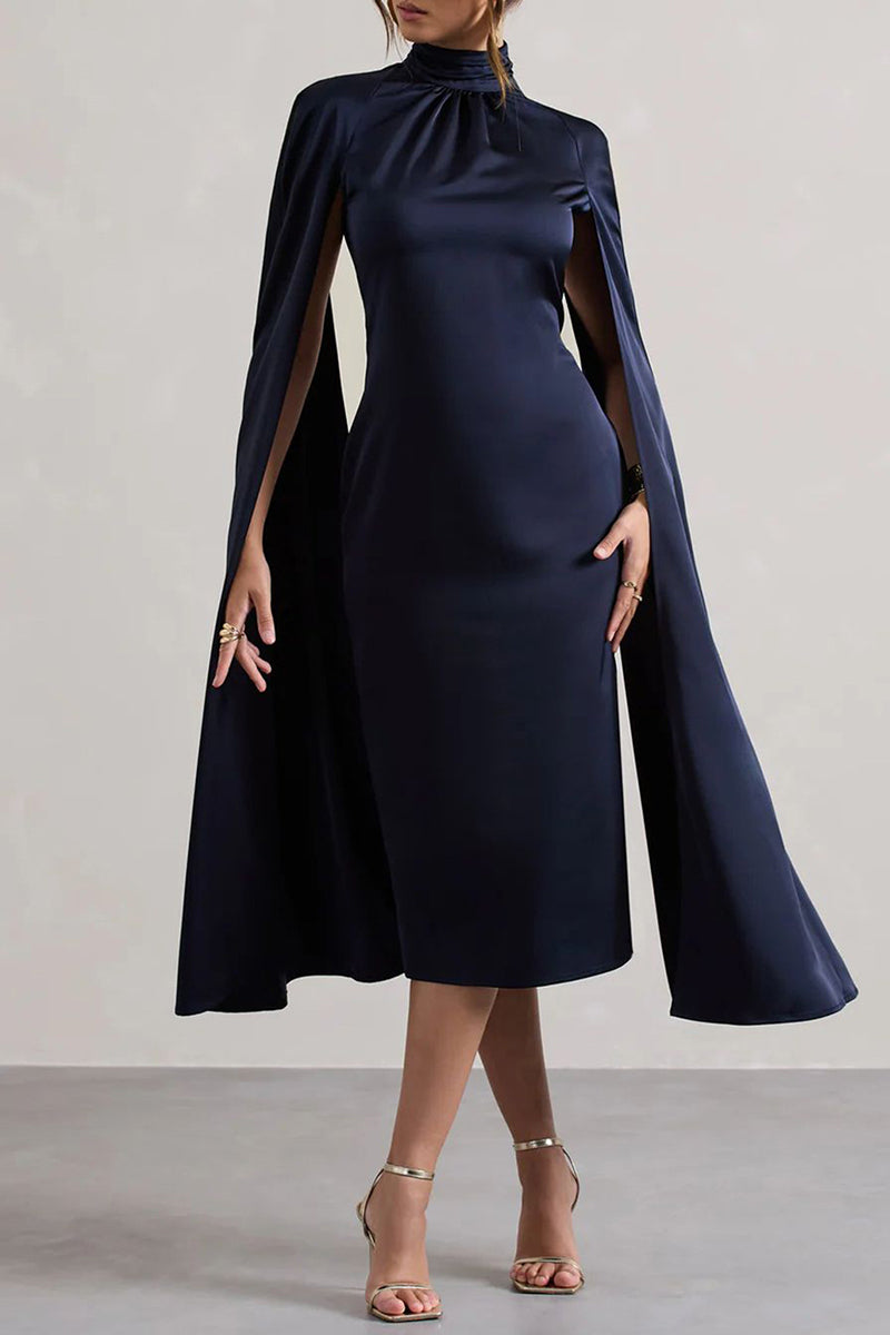 Robes longues de style streetwear, couleur unie, ajourées, patchwork, col montant, fente.