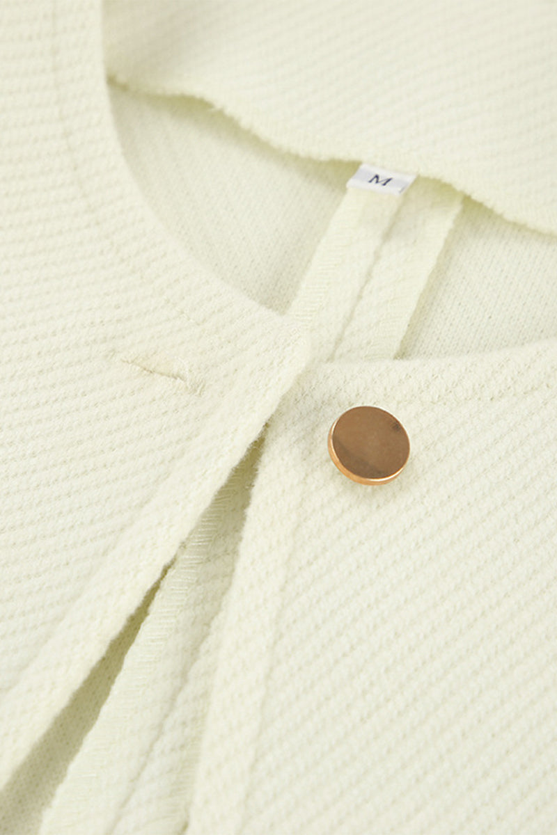 Vêtements d'extérieur décontractés, couleur unie, boutons, col rond.