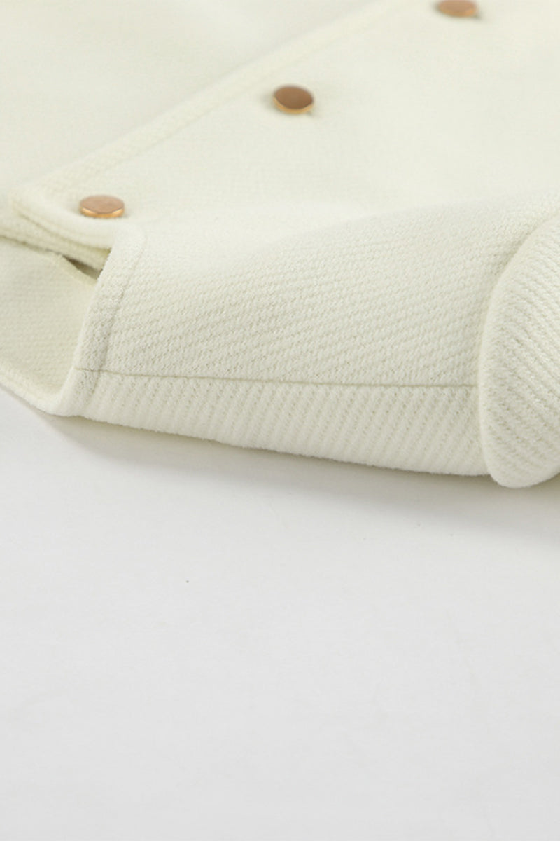 Vêtements d'extérieur décontractés, couleur unie, boutons, col rond.